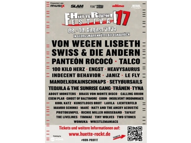 Hütte Rockt Festival vervollständigt mit dritter Bandwelle das Line-Up